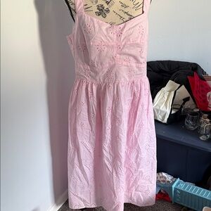 J. Crew Factory Pink Eyelet Midi Dress